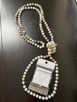 Amazonite Beaded Necklace & Earrings
