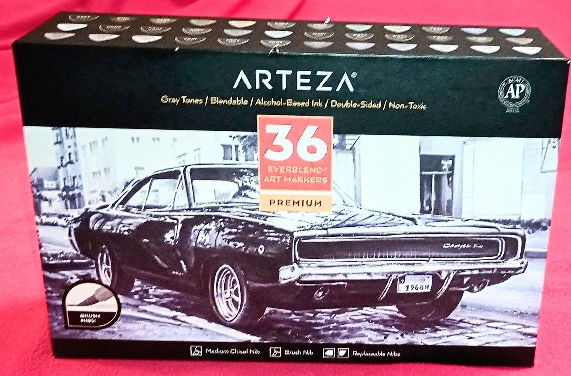 Arteza Grey Tones Brush Markers-36 Ct