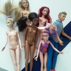 Six Barbie, Ken ,etc. Dolls