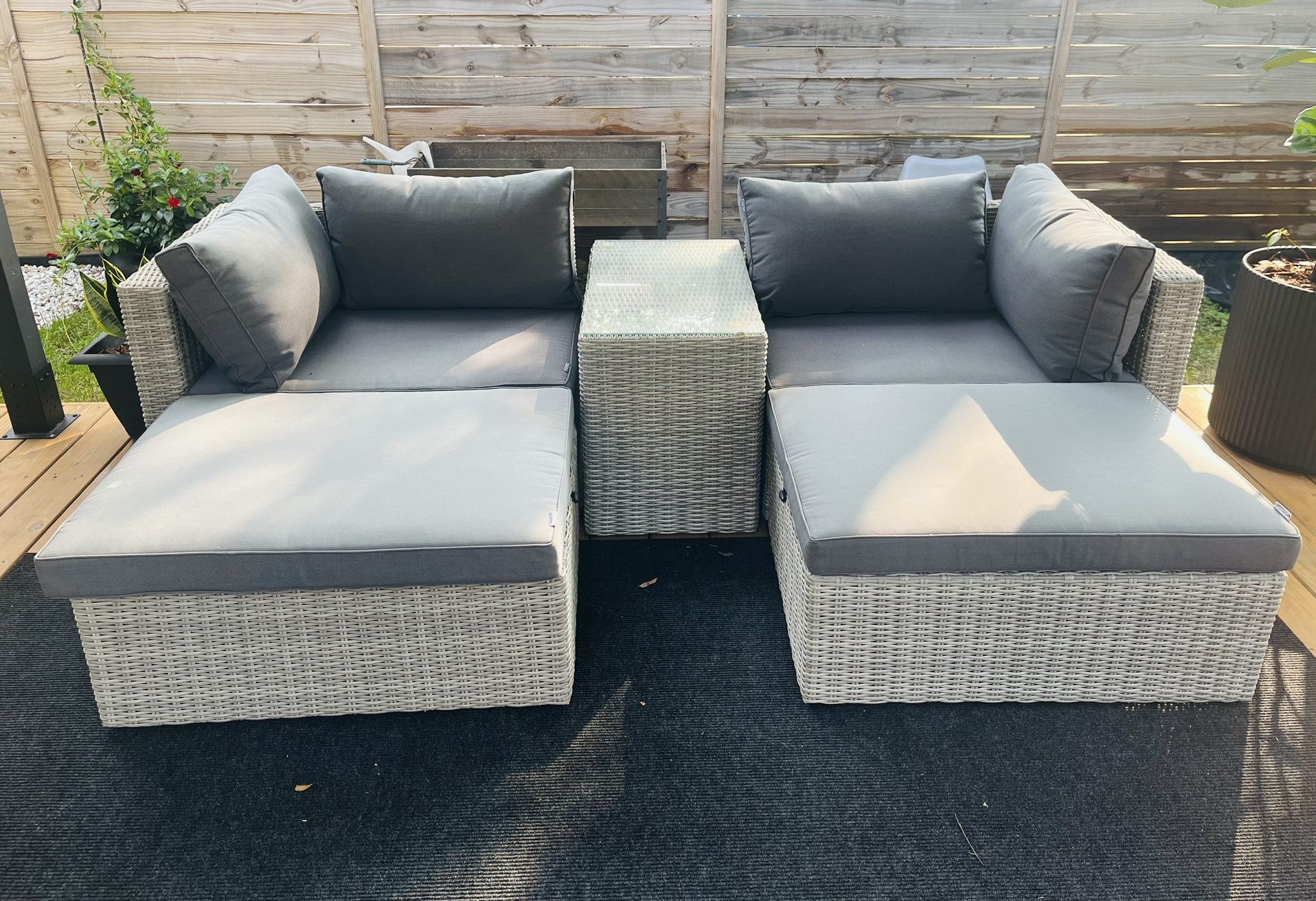 Grey Outdoor Wicker Furniture Set