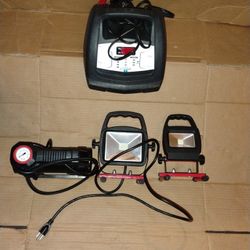 Automotive Maintenance Tools Tool Kit Car Truck Van Repair Battery Charger Air Pump Compressor LED Work Lights 