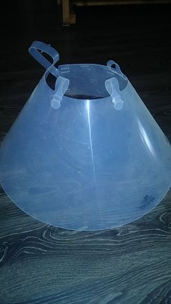 Clear pet recovery collar fits on extra large dogs
