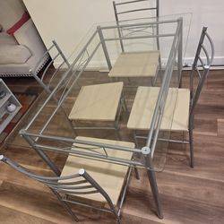 Glass Dining table with 4 chairs