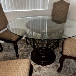 4 ft Glass dining table with 4 chairs