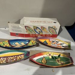 Surfboard serving trays 
