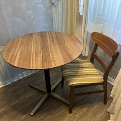 Midcentury Round Table And Chair 