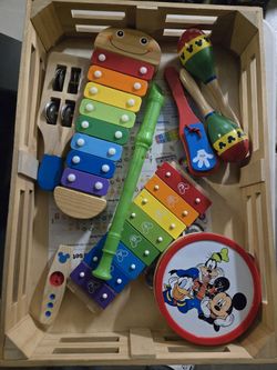 Kids Wooden Musical Instrument Set Disney Xylophone Maracas Tambourine