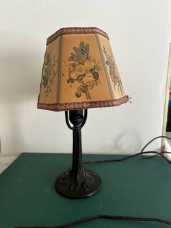 Vintage Small Table Lamp with Floral Shade