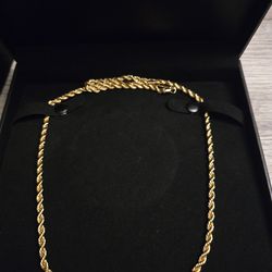 24" gold plated rope chain necklace 14k stamped