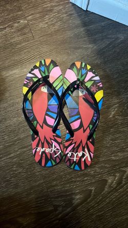 Kate Spade Flip Flops Tropical Parrot Print