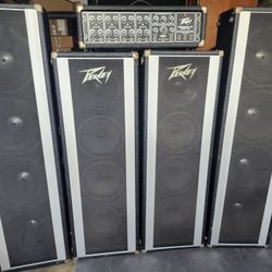 Vintage 1970's Peavey Standard Series 260H PA Mixer-Amp  and 4 Peavey PA Column Speakers