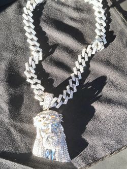 Large 5in Diamond Jesus Piece 20 inch Miami Cuban Link Necklace - Highest Quality
