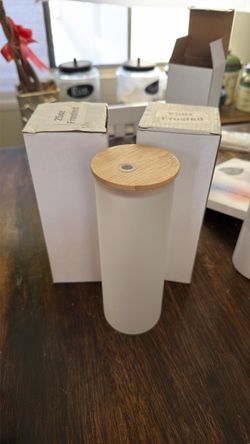 3 frosted glass tumblers