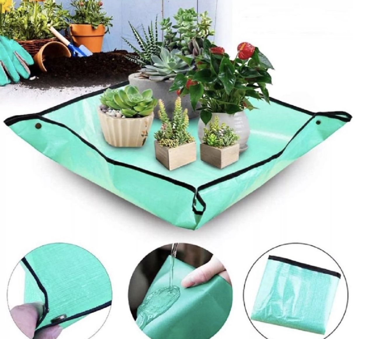 Plant Repotting Square Mats 39.3" Foldable Garden Transplanting Dirty Catcher US