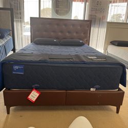 Walnut Queen Storage Bed Ample Space Leather HB