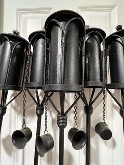 Tiki Torches Black Metal - 5 Used Once Excellent For A Party
