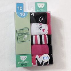 Girls 100% Cotton Bikini Underwear(5 Pack), Size 10