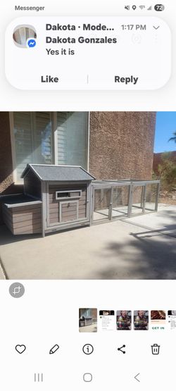 Large,spacious,cozy chicken coop like new 118 longand 37 high