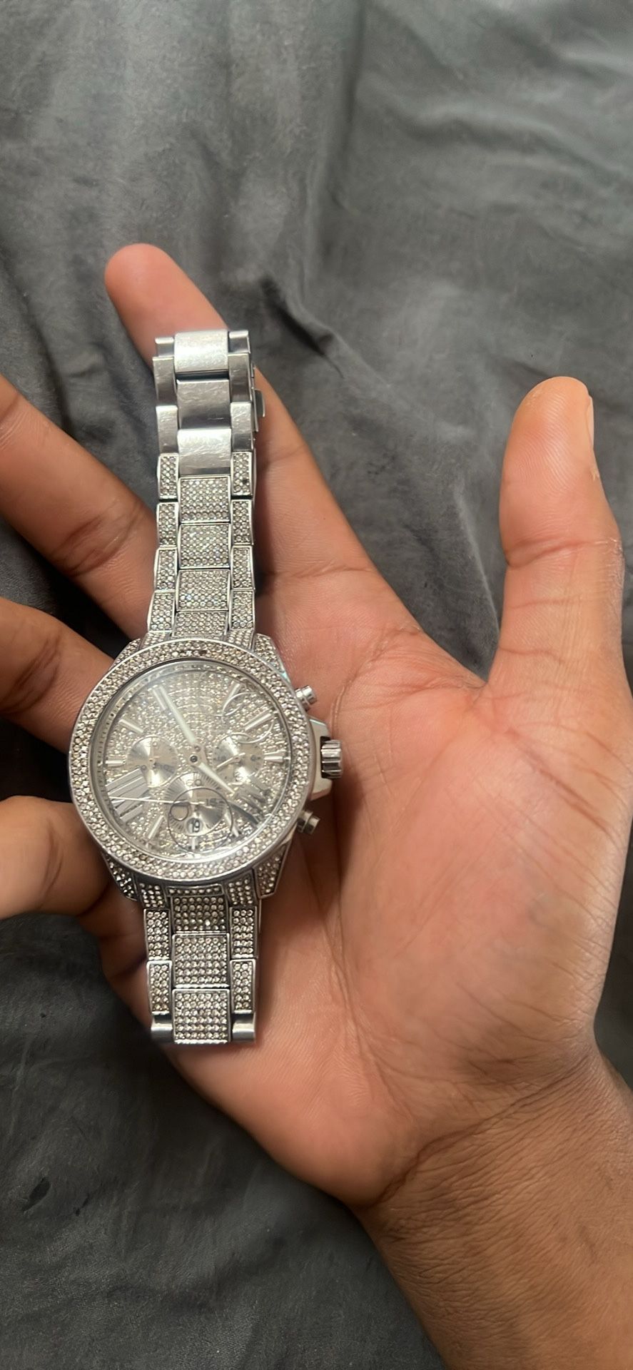 Michael Kors Oversized Camille Pavé Silver-Tone Watch