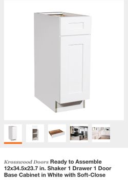 READY TO ASSEMBLE 12X34.5X23.7 IN SHAKER 1 DRAWER 1 DOOR BASE CABINET IN WHITE