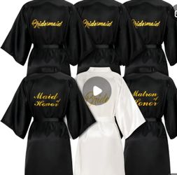 Bridal Party Black Gold Robes/ Bride Purse