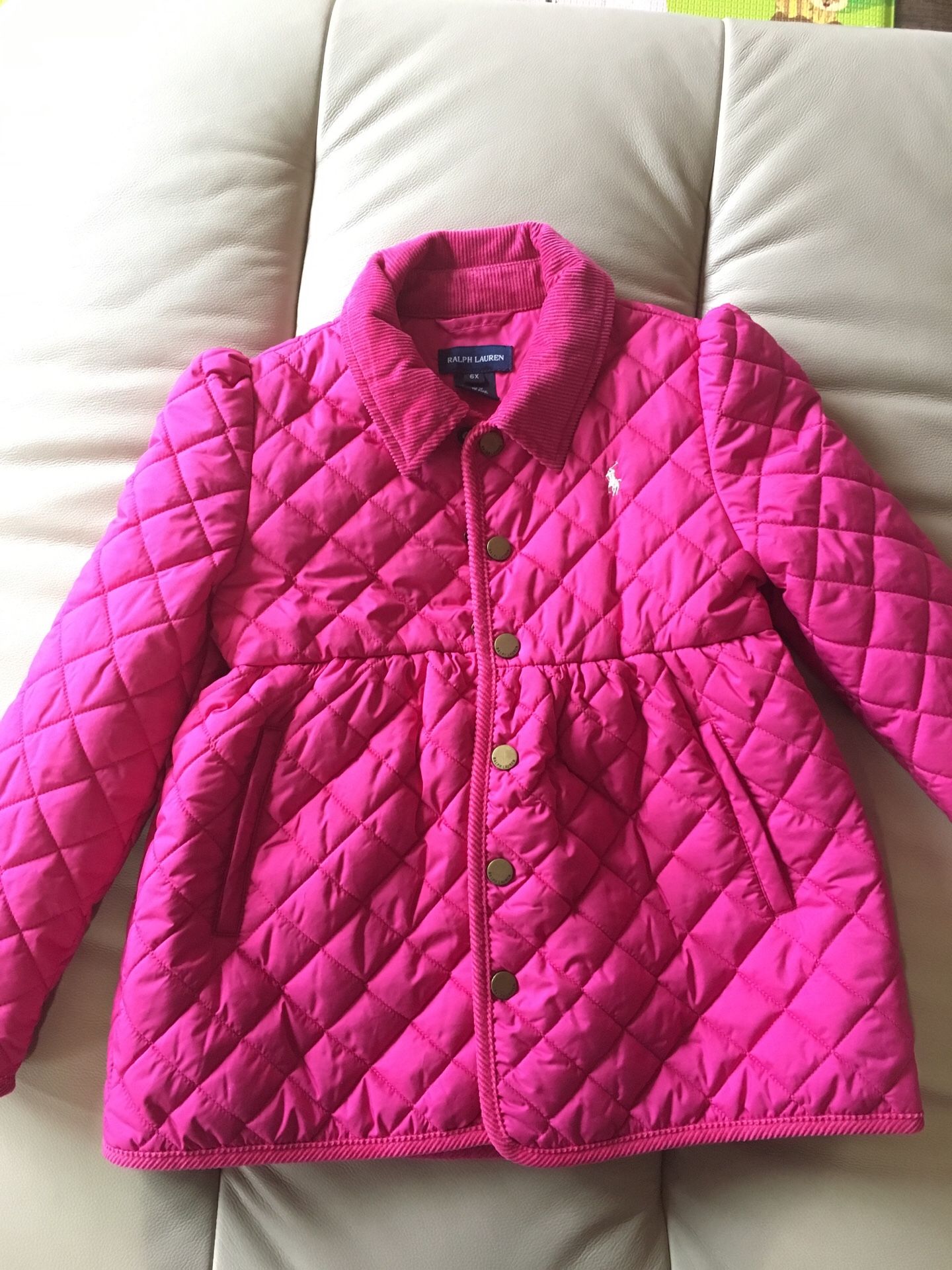 Worn once! Ralph Lauren pink girl jacket 6X