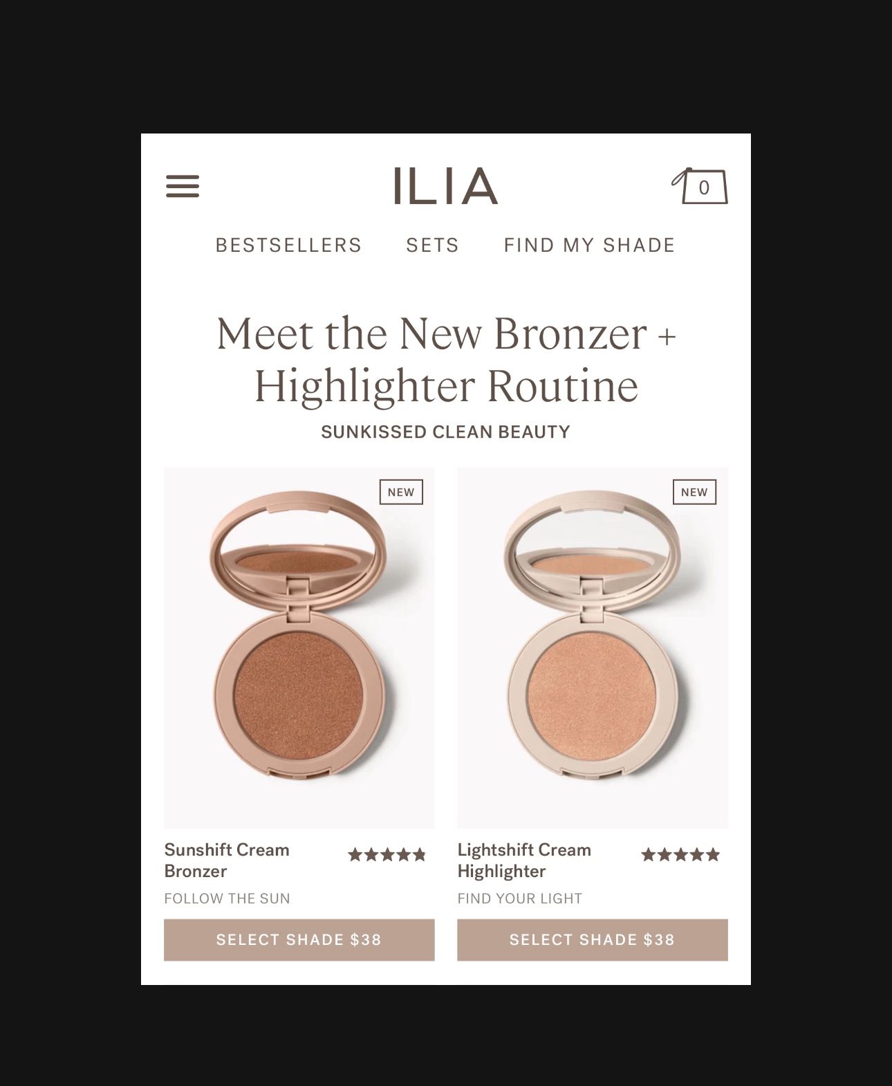 Brand new Original ILIA Bronzer & Highlighter 