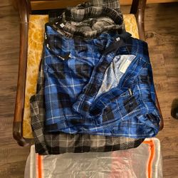 Men’s Sweatpants Large Grey Plaid Blue Plaid