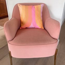 Pink Accent Chair and Pillow