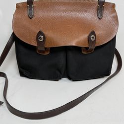 Vintage Dooney & Bourke Nylon Leather Saddlebag Messenger Bag 