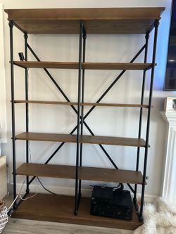 $250 – Industrial Wood & Metal Bookshelf / Display Shelf