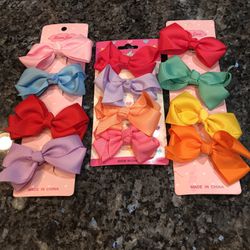 Girls Hair Bows Lot Of 12 Brand New Bows.  Size 2 1/2 - 3 inches Wide .  