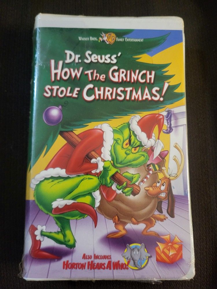 New In Package Vintage Dr. Seuss How The Grinch Stole Christmas 1999 Clam Shell VHS Cassette Tape!