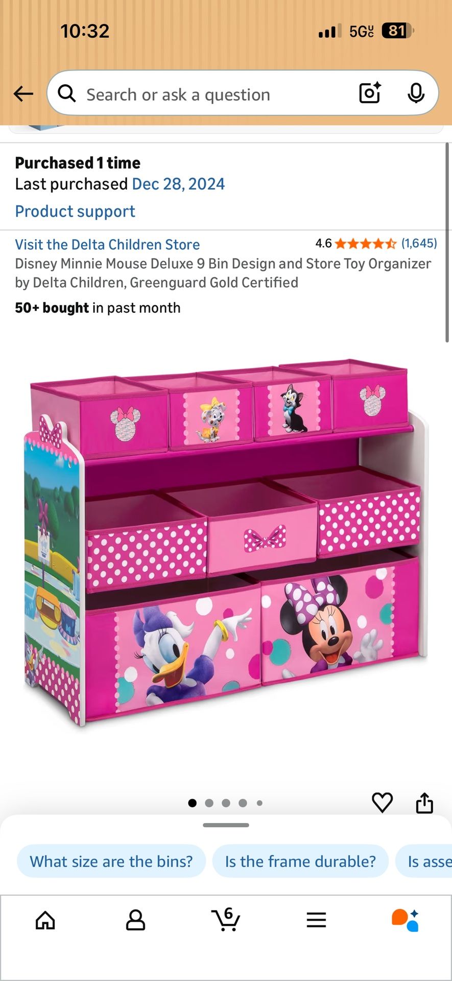 Free Minnie Mouse toy storage