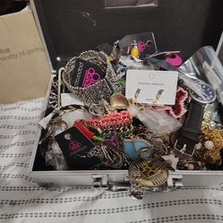 Box full of costume jewelry