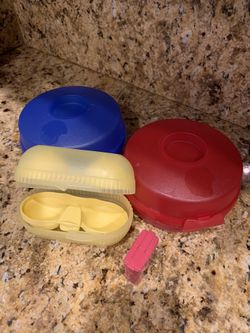 Tupperware lunch bagel Kaiser salt pepper hard boiled egg