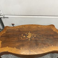 Antique Inlaid Wood Coffee Table And 2 End Tables 