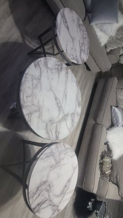 3-Piece Faux Marble Nesting Coffee Table Set – $100 OBO
