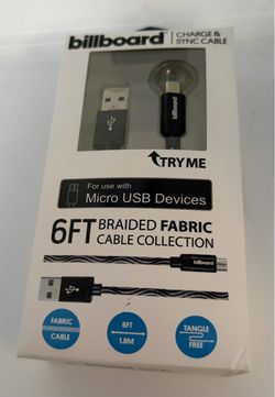 Billboard 6ft Braided Micro USB Charge & Sync Cable