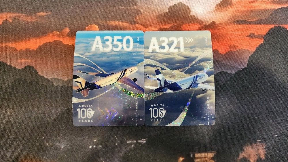 2025 Delta Trading Cards - A321 & A350 Limited Edition 100 Year Anniversary