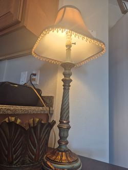 Decorative Table Lamp with Beaded Shade