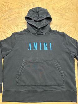 AMIRI Core Logo Hoodie in Black and Carolina Blue,