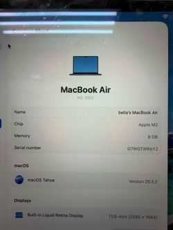 MacBook Air M2 midnight blue with charger