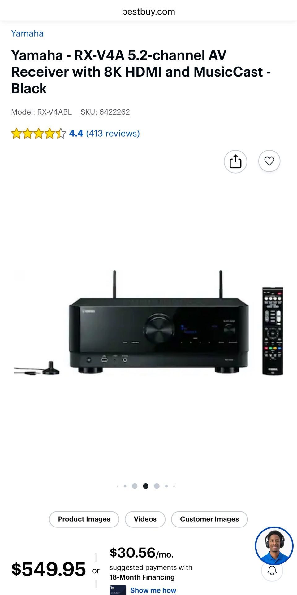 Yamaha RX-V4A AV 5.1 Receiver