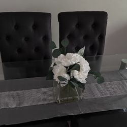 Dining Seat With Glass Dining Table And 4 Dining Chairs