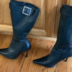 Leather Black Stiletto 4” Heal Boots Size 8.5  $50 Obo 