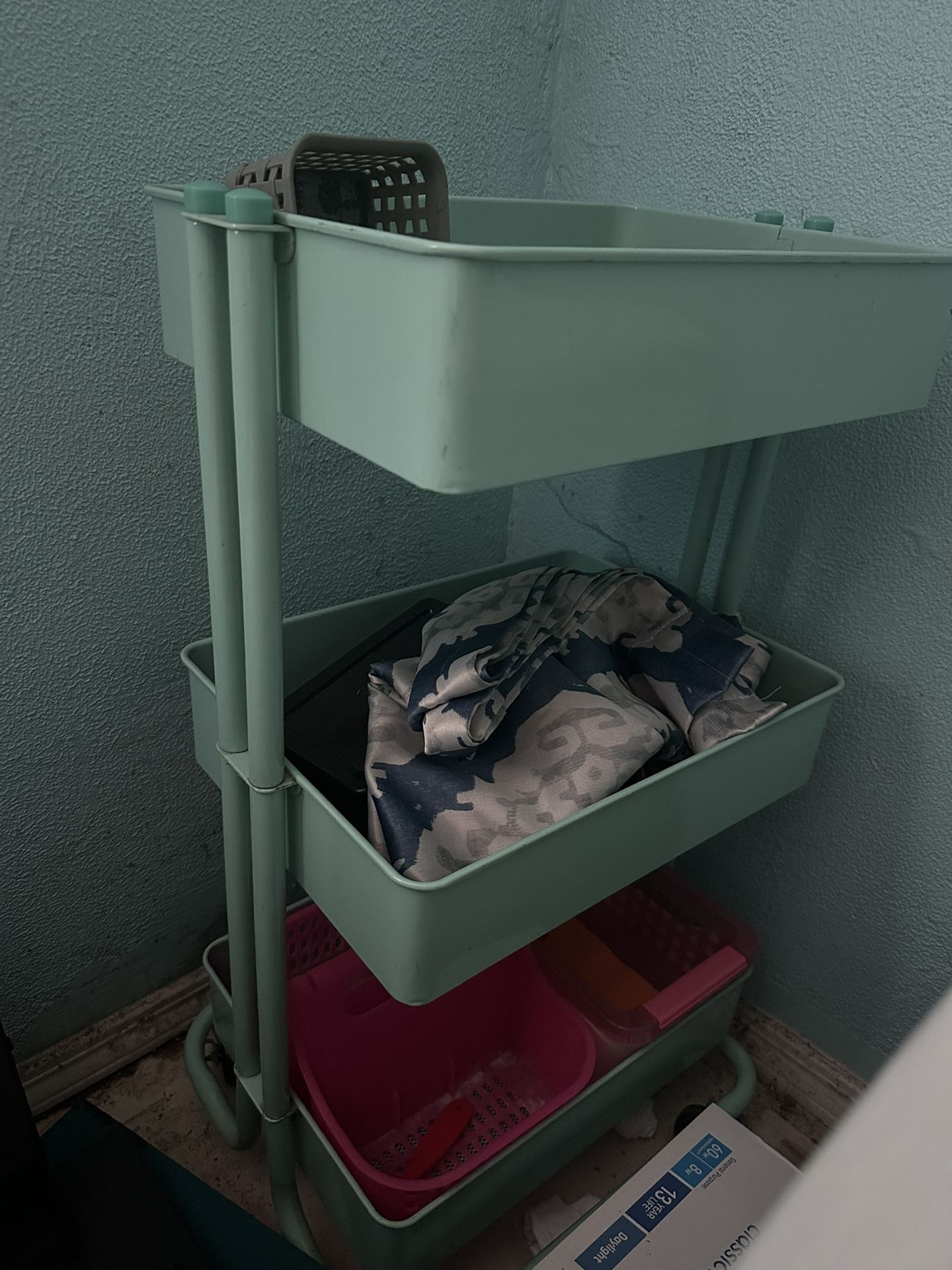Teal Rolling Cart With Wheels