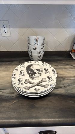 Z Gallerie skull crossbones dishes