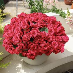 Outdoor Artificial Flowers Red 6 Bundles: Maintenance-Free, Near-Identical to Natural Counterparts, Long-Lasting Vivid Color Retention for Months, UV-