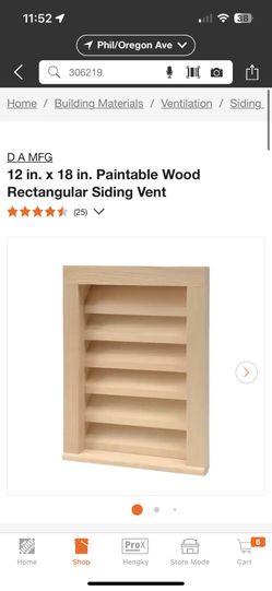 12 in. x 18 in. Paintable Wood Rectangular Siding Vent
